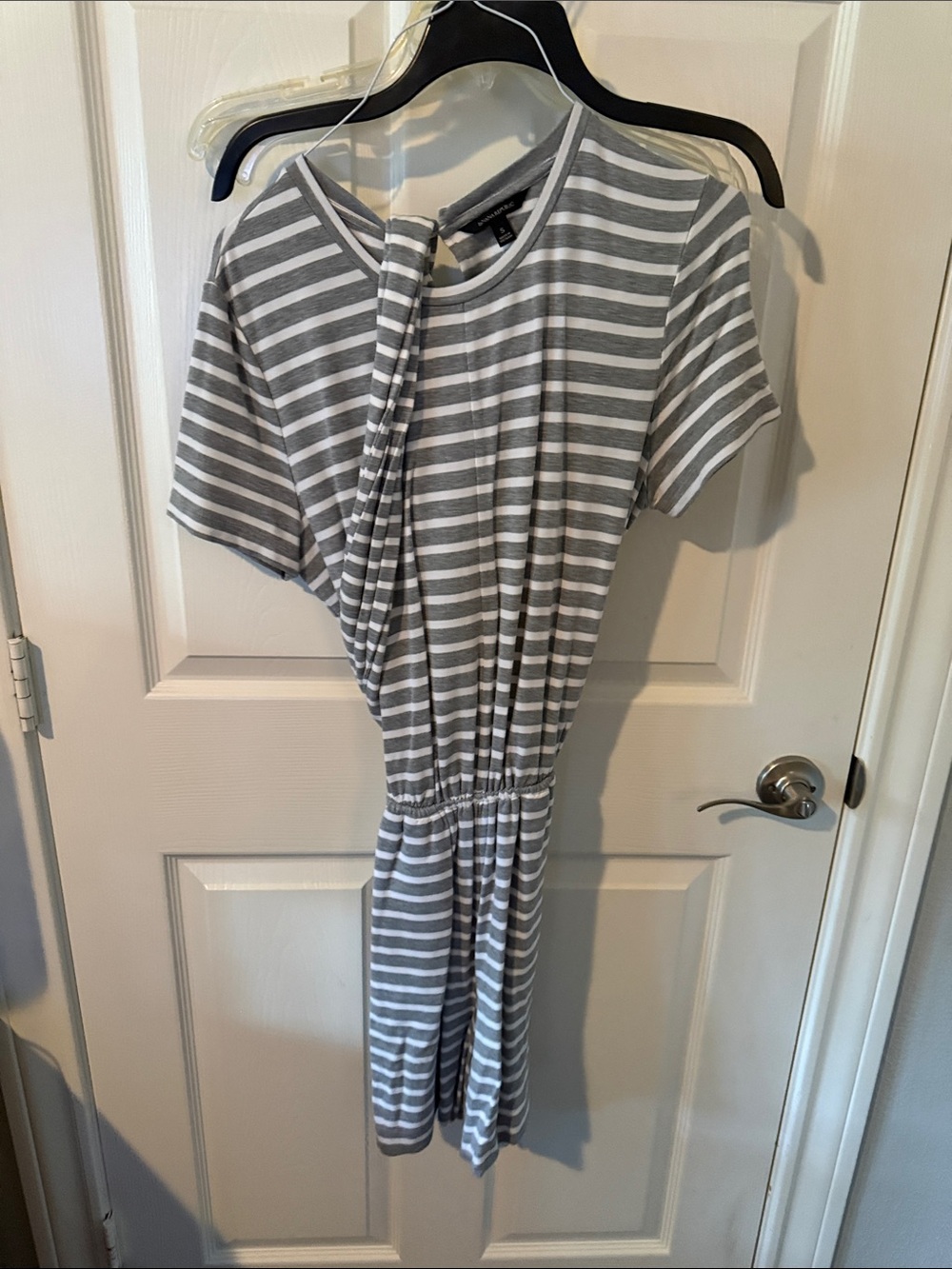 Banana Republic Gray & White Striped One-Piece Bodysuit